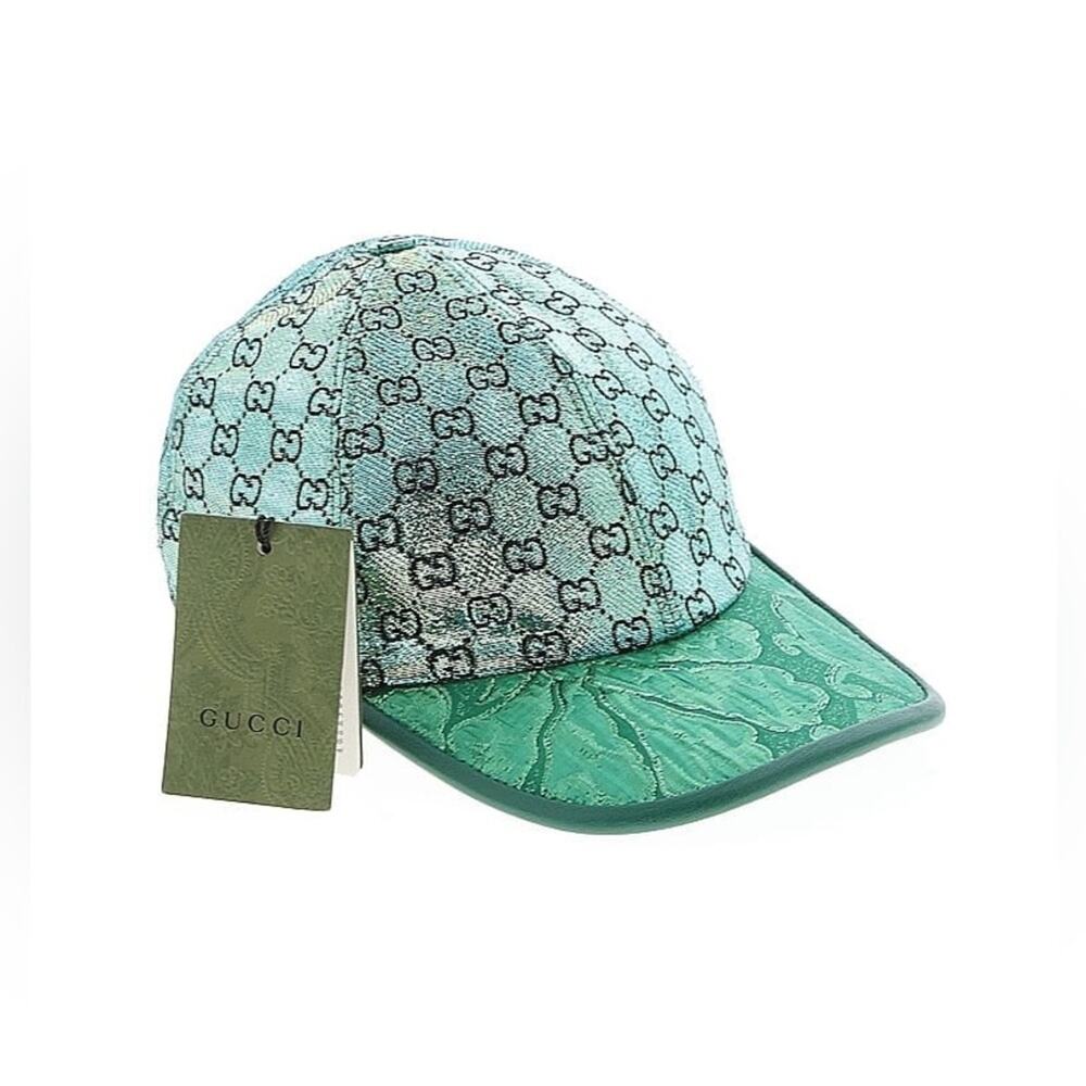 Gucci GG Emerald and Aqua Metallic Monogram Hat Baseball Cap✨ - Picture 2 of 9